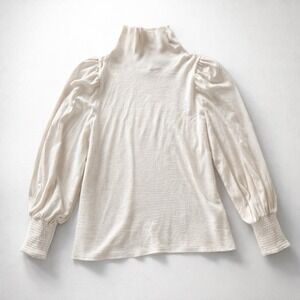 Nation LTD Smocked Puff Sleeve Everyday Minimalist Clean Girl Boho Chic M